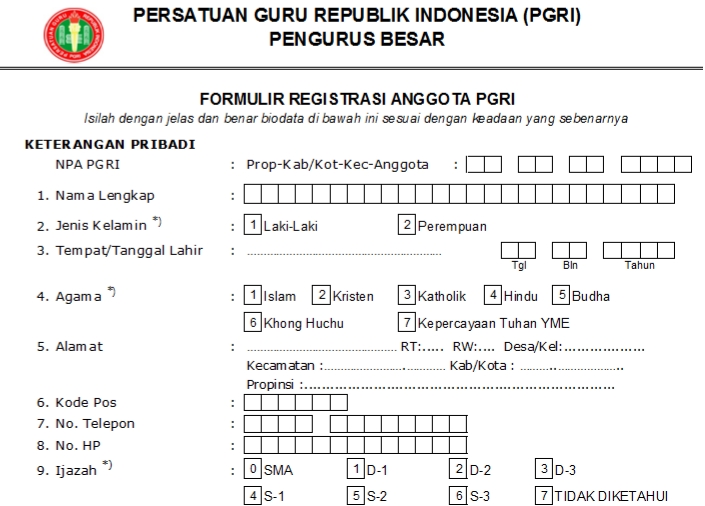 Pendaftaran PGRI Karimun - Persatuan Guru Republik Indonesia Cabang Karimun